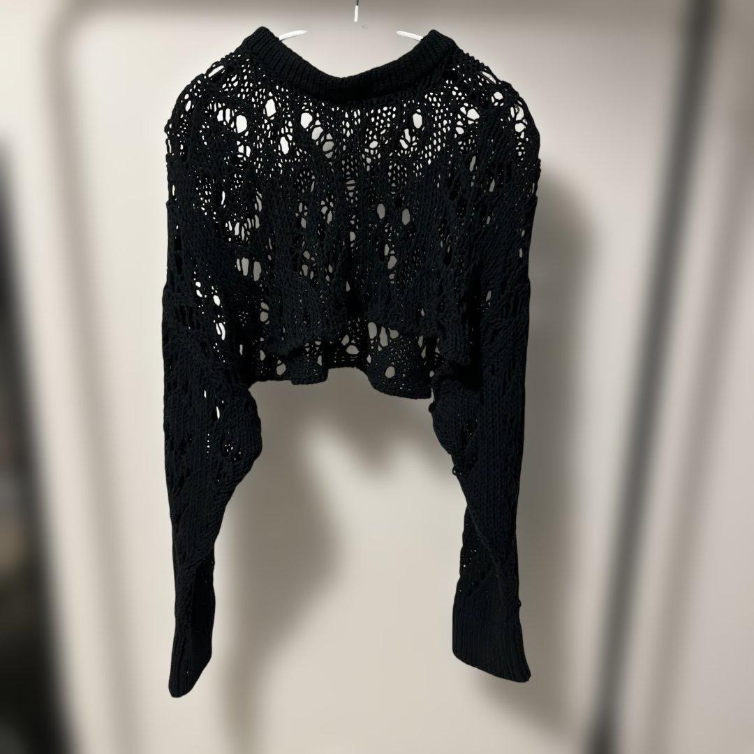 Y's レース編みクロップドショートニット