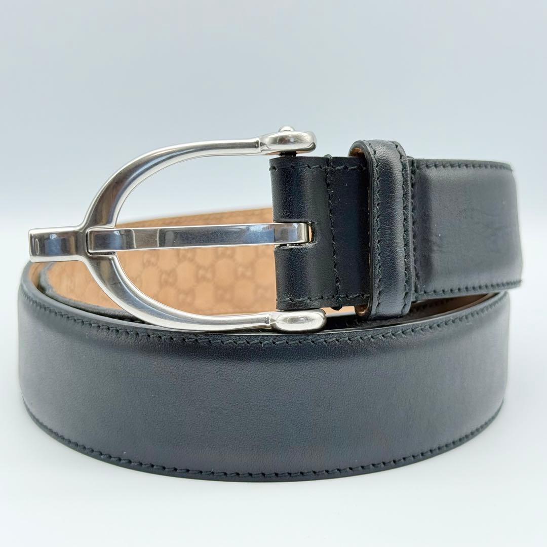 ✨美品✨GUCCI ベルト レザー GG柄 ビジネス シルバー金具 ユニセックス