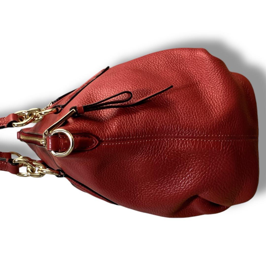 コーチ 良品 2way 斜め掛け可 馬車金具 シボレザー ハンドバッグ