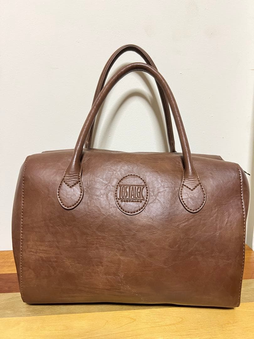 バッグ Leather boston bag / brown