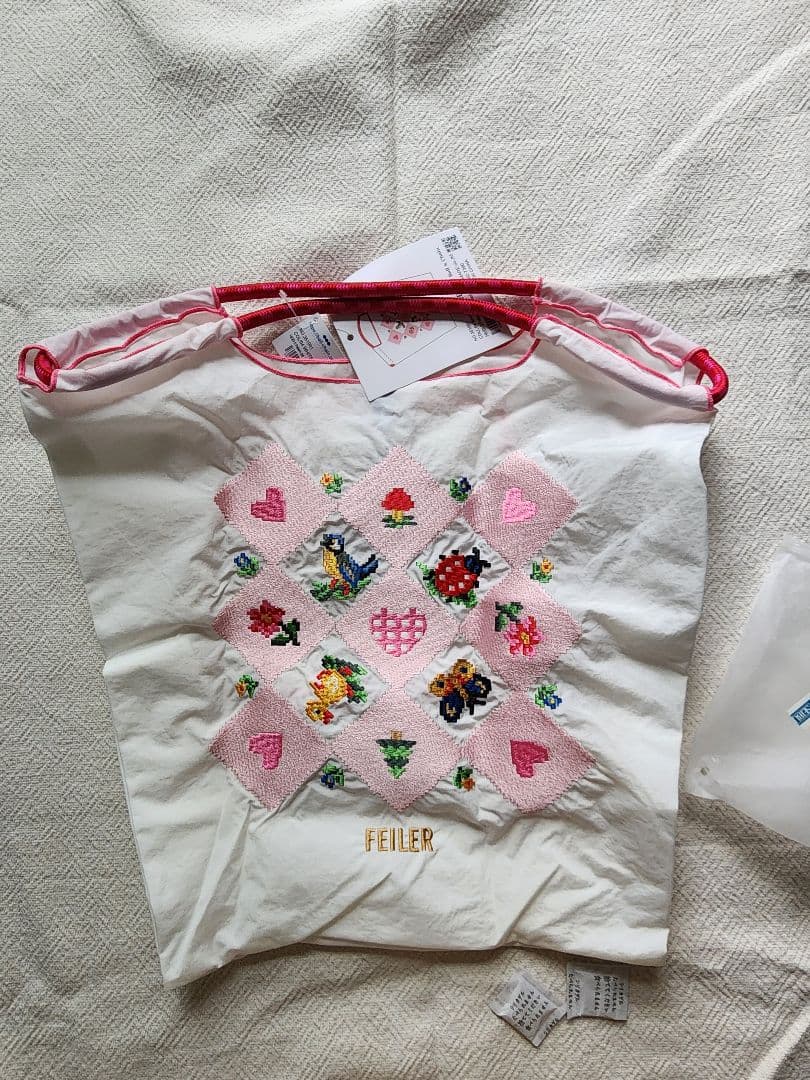 FEILER Ball & Chain エコバッグ ホワイト/ピンク