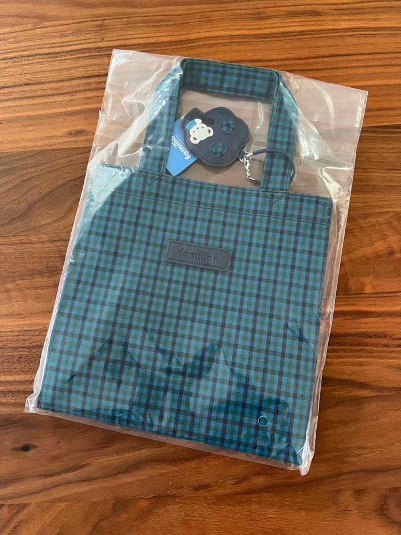 新品　familiar トートバッグ 小 ファミリア 青　チェック　XB