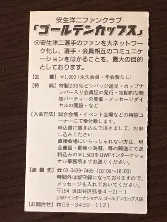 ☆UWFインターナショナルカード【ゴールデンカップス】安生洋二高山