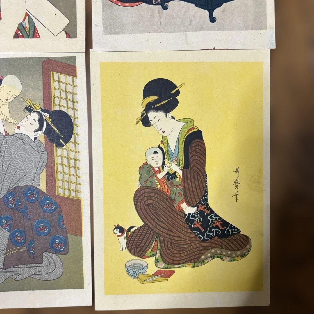 最終價格收藏家保存喜多川歌麿鮑取り、二遊女図金魚美人畫等八點- 日本