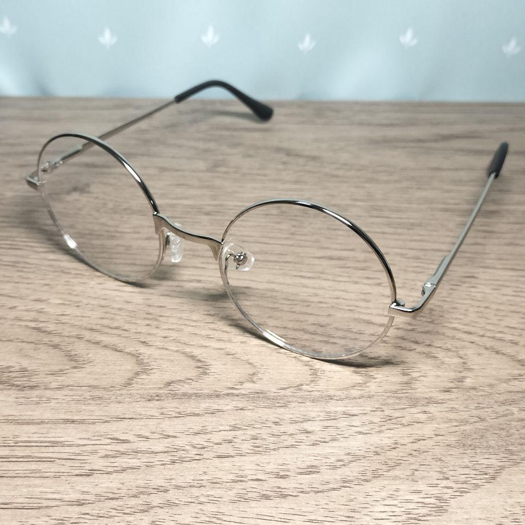 オシャレ 伊達メガネ ゴールドフレーム レトロ風