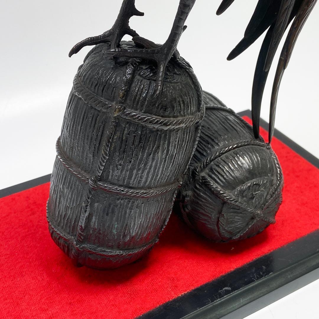 鋳金家 芳山 作 唐銅製 俵鶏置物 オブジェ 銅像 ブロンズ像 - メルカリ