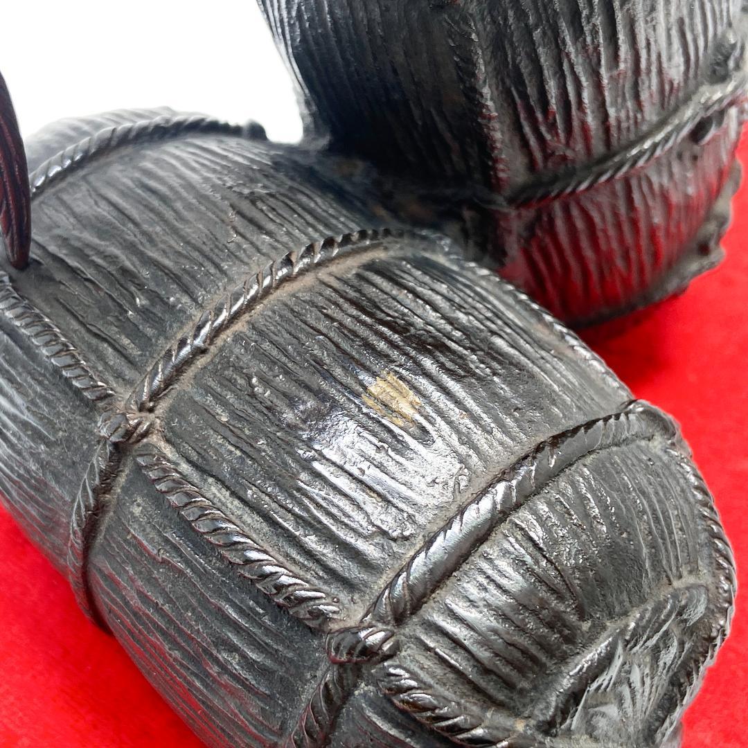 鋳金家 芳山 作 唐銅製 俵鶏置物 オブジェ 銅像 ブロンズ像 - メルカリ