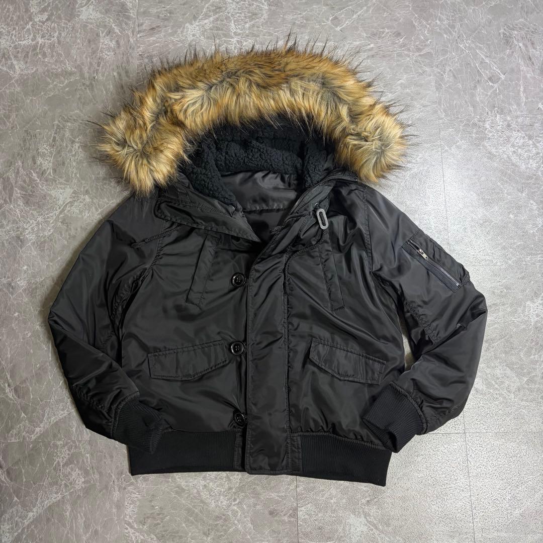 y2k 00s archive フライトジャケット　ファー　短丈　ブラック