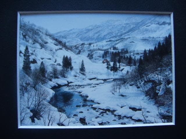 黒沢信男【山峡待春】、希少な額装用画集より、厳選、新品額装、マット額装付