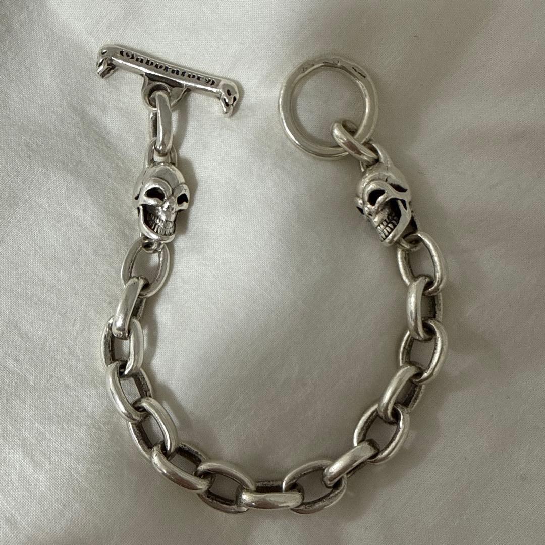 スカルデザイン シルバーチェーンブレスレット