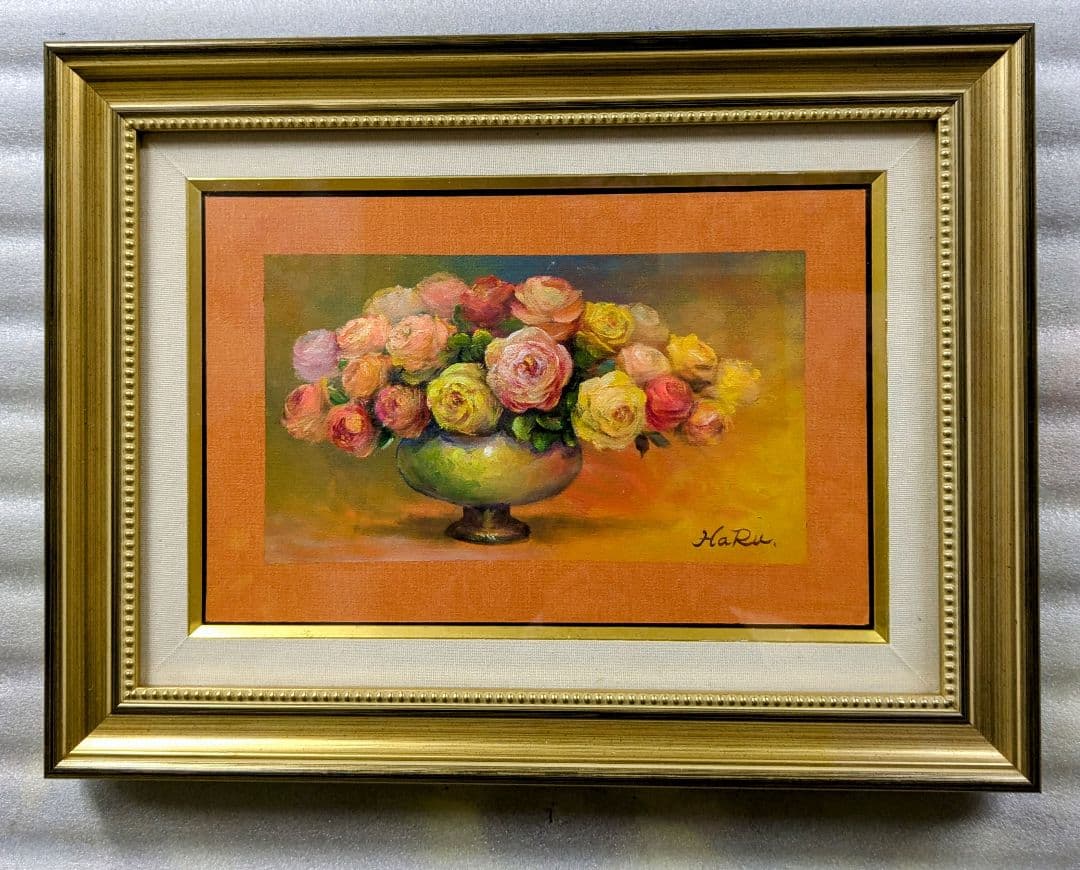 画家haru油彩画特寸＊薔薇＊肉筆画＊原画＊一点物＊静物画。