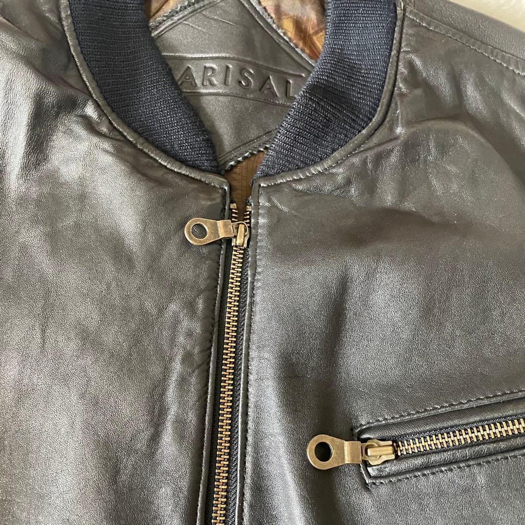 3L相当】BARISAL 羊革 裏地総柄 A-2 フライトジャケット - メルカリ