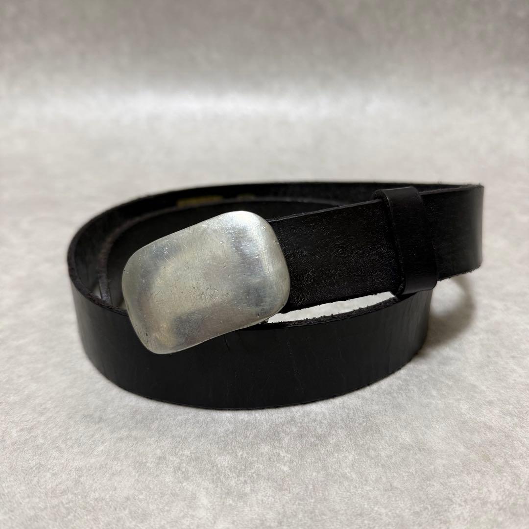【ナイジェルケーボン】ベルト　ブライドルレザー　シルバーバックル　ブラック