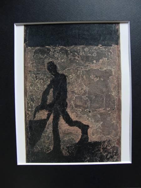 香月　泰男、押す人、希少な額装用画集より、美品、新品額装付