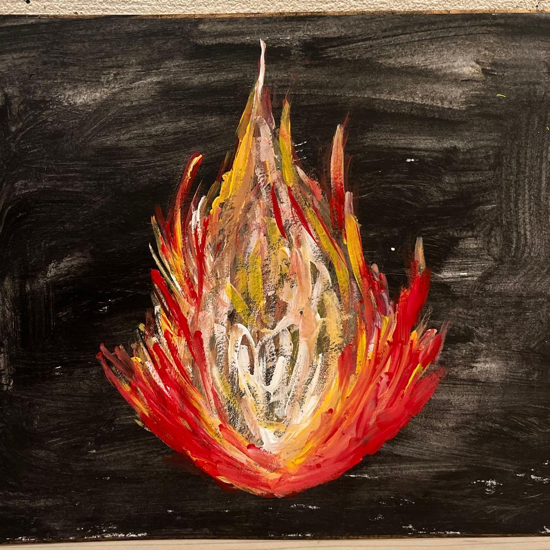 抽象的な炎のアクリル画 - メルカリ