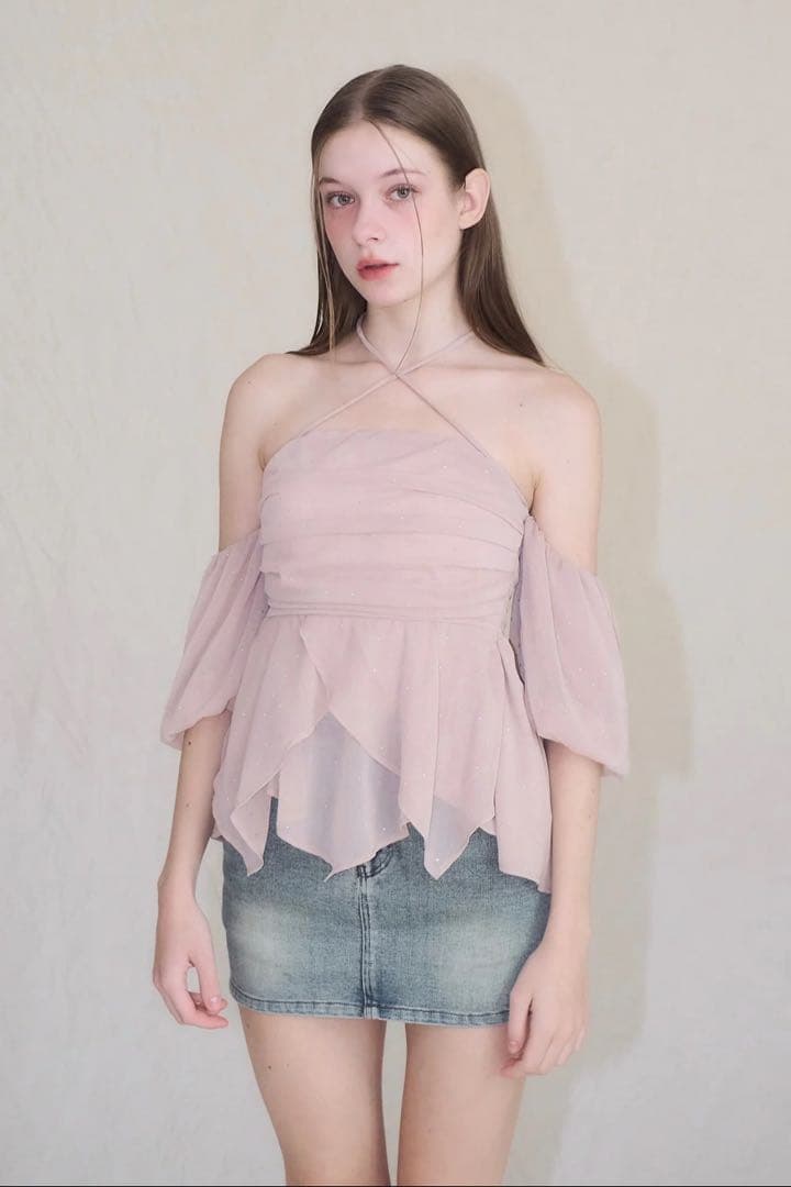 トップス yilon BIJOU OFFSHOULDER BLOUSE