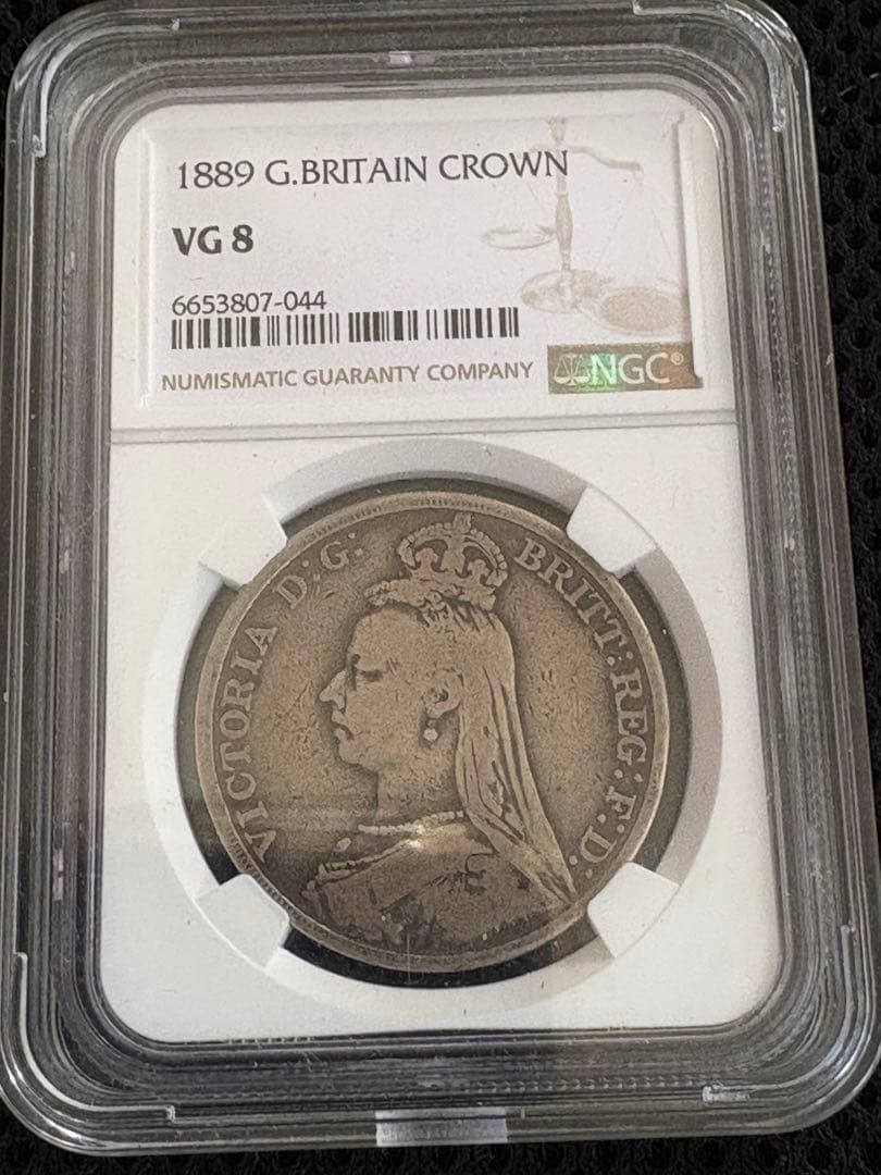 1889年 グレートブリテン クラウン銀貨 1893 ヴィクトリア女王 オールドヘッド 聖ジョージ竜退治 クラウン銀貨