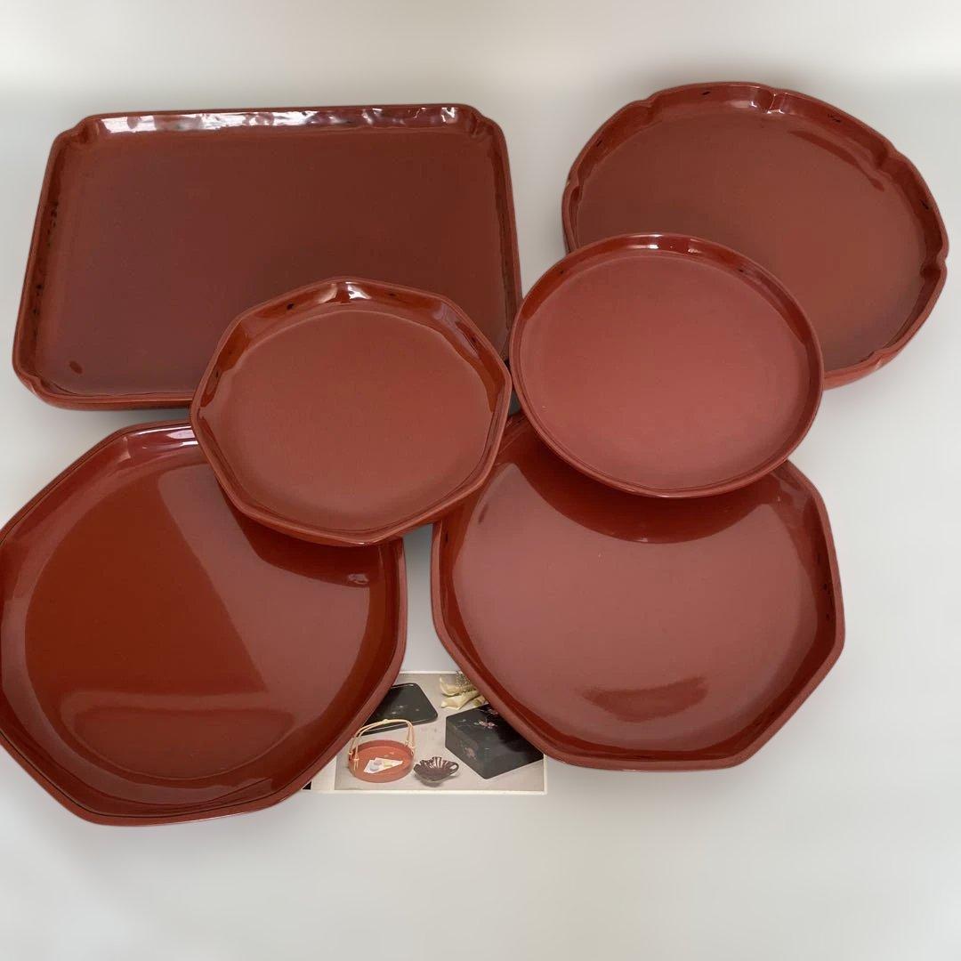 木製　あかね盆　６点