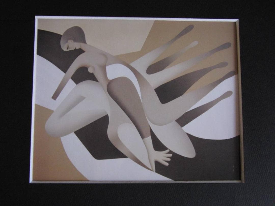 東郷青児、【砂漠の花】、希少な額装用画集より、状態良好、新品額装付