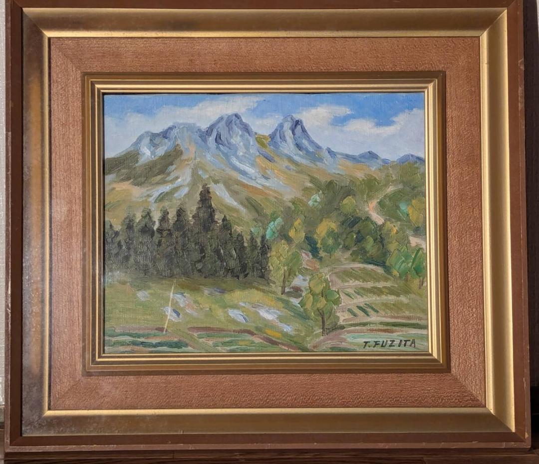 【真作】絵画　藤田東光　油彩3号　西上州鹿岳　山岳風景　静かな風景　X135