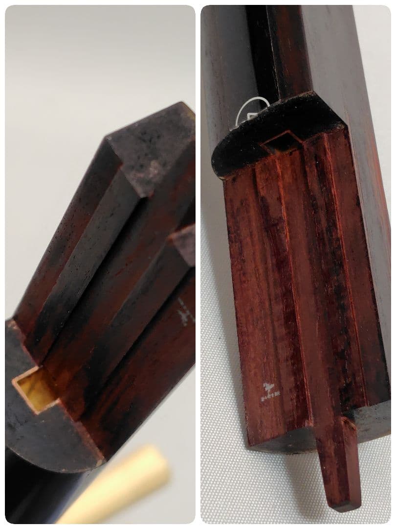 C059 【中古】三味線（子持ち綾杉／金細／二本溝）ケース・付属あり