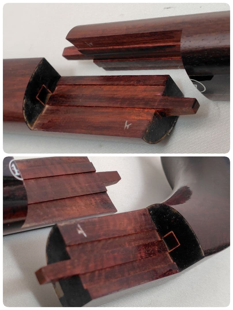 C059 【中古】三味線（子持ち綾杉／金細／二本溝）ケース・付属あり