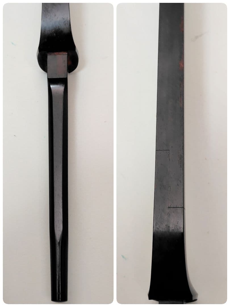 C059 【中古】三味線（子持ち綾杉／金細／二本溝）ケース・付属あり