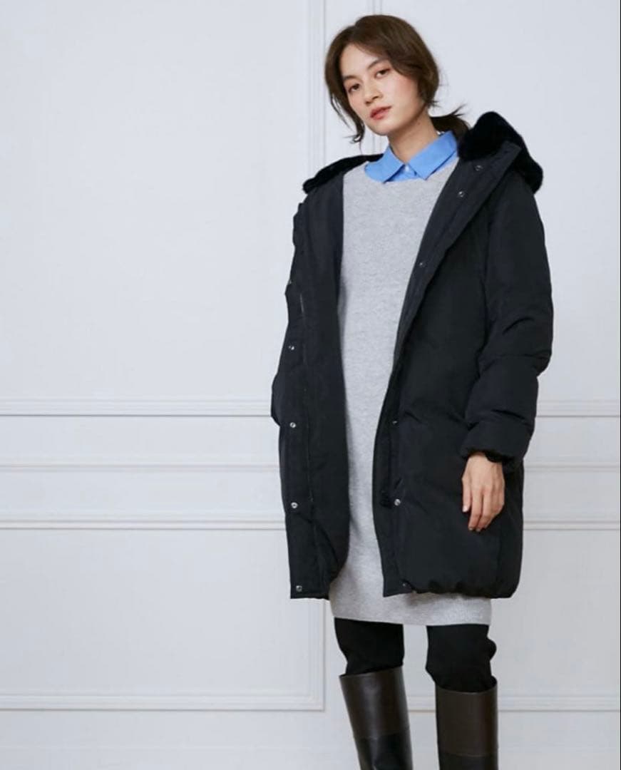 【美品】2024 イネド INED フェイクファーフードロングダウンコート