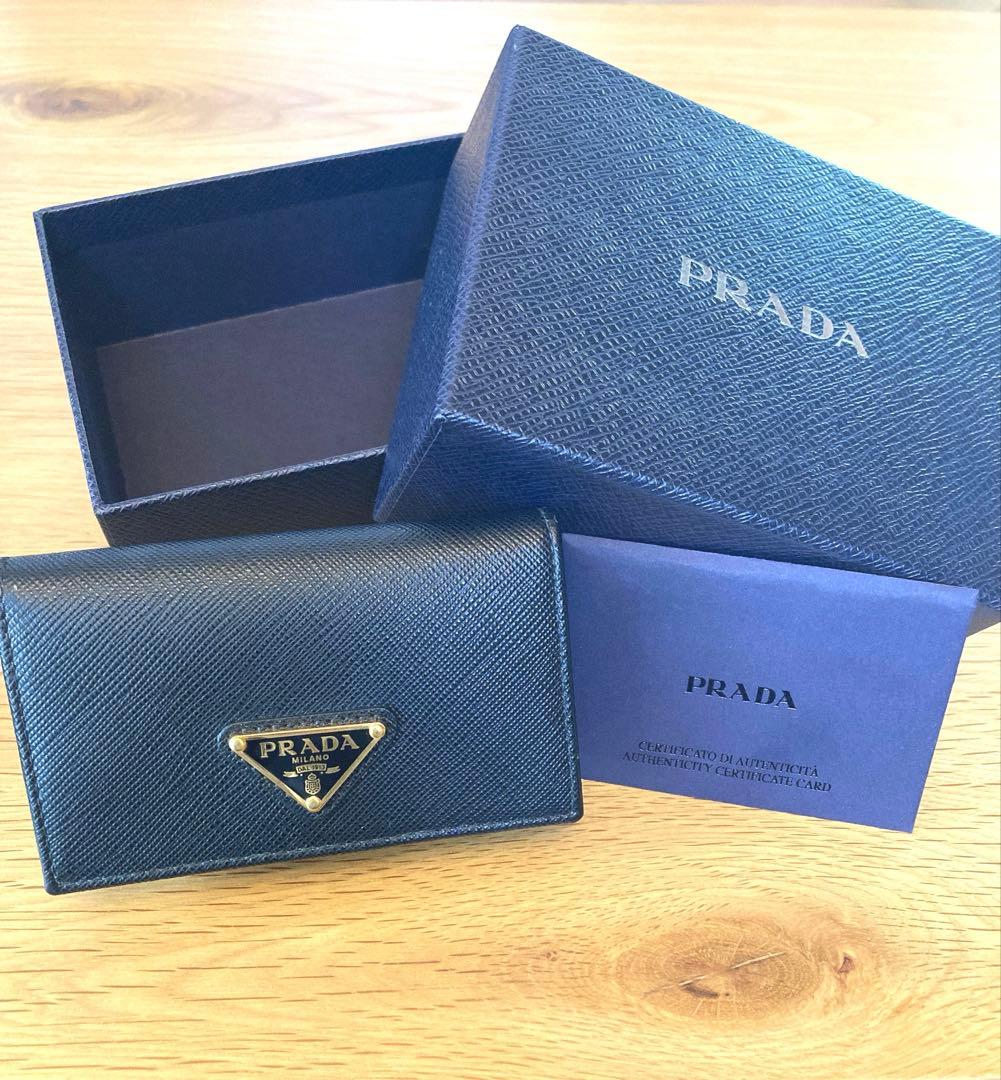 PRADA ブラックレザー 名刺入れ 箱・カード付き - メルカリ