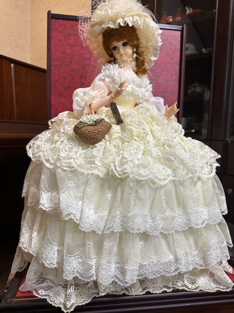 希少・特大　昭和レトロ スキヨ人形 フランス人形 リボン印 ウエディング　白