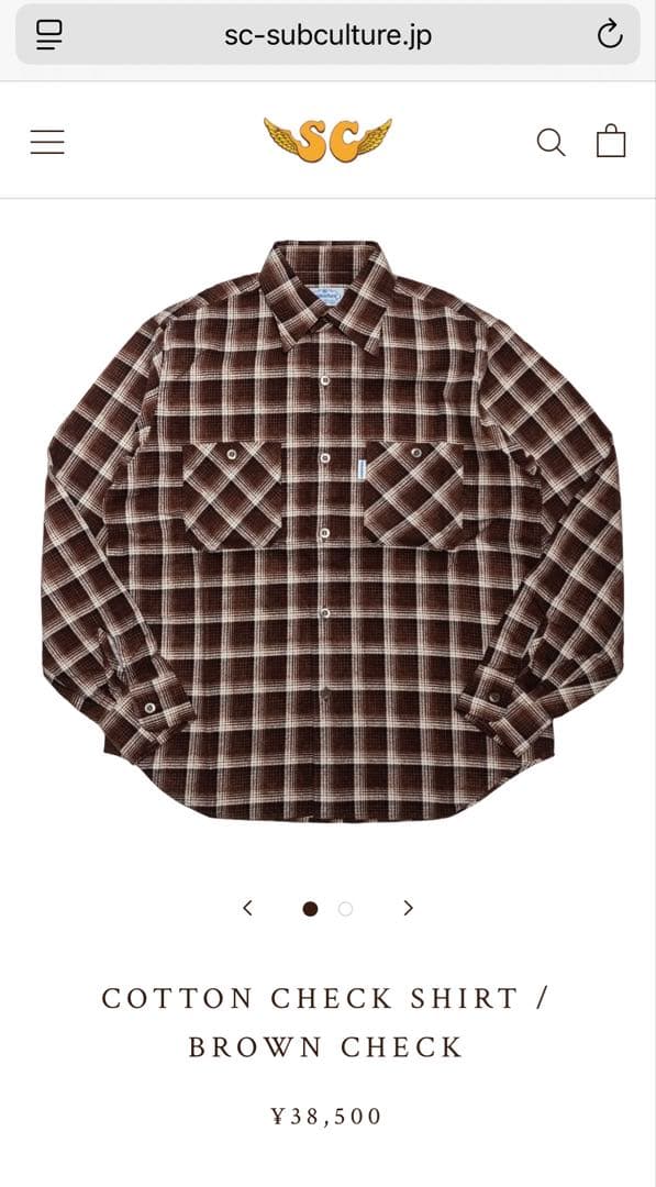 サブカルチャー　COTTON CHECK SHIRT / BROWN 3