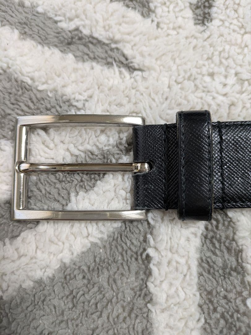 【PRADA】プラダ ブラック サフィアーノ　レザー ベルト 85