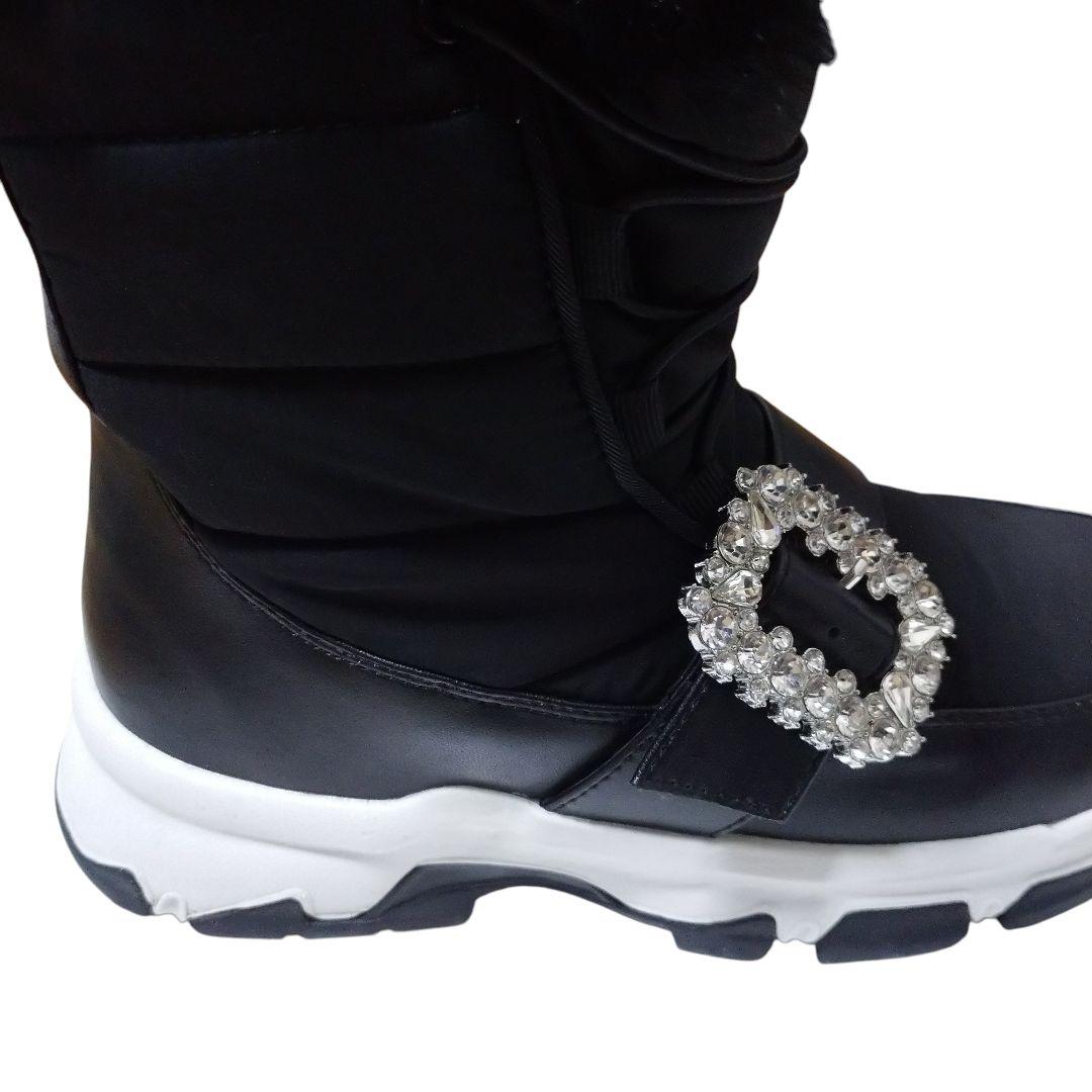 diana クリスタルバックル スノーブーツ 23.5サイズ(М) ブラック