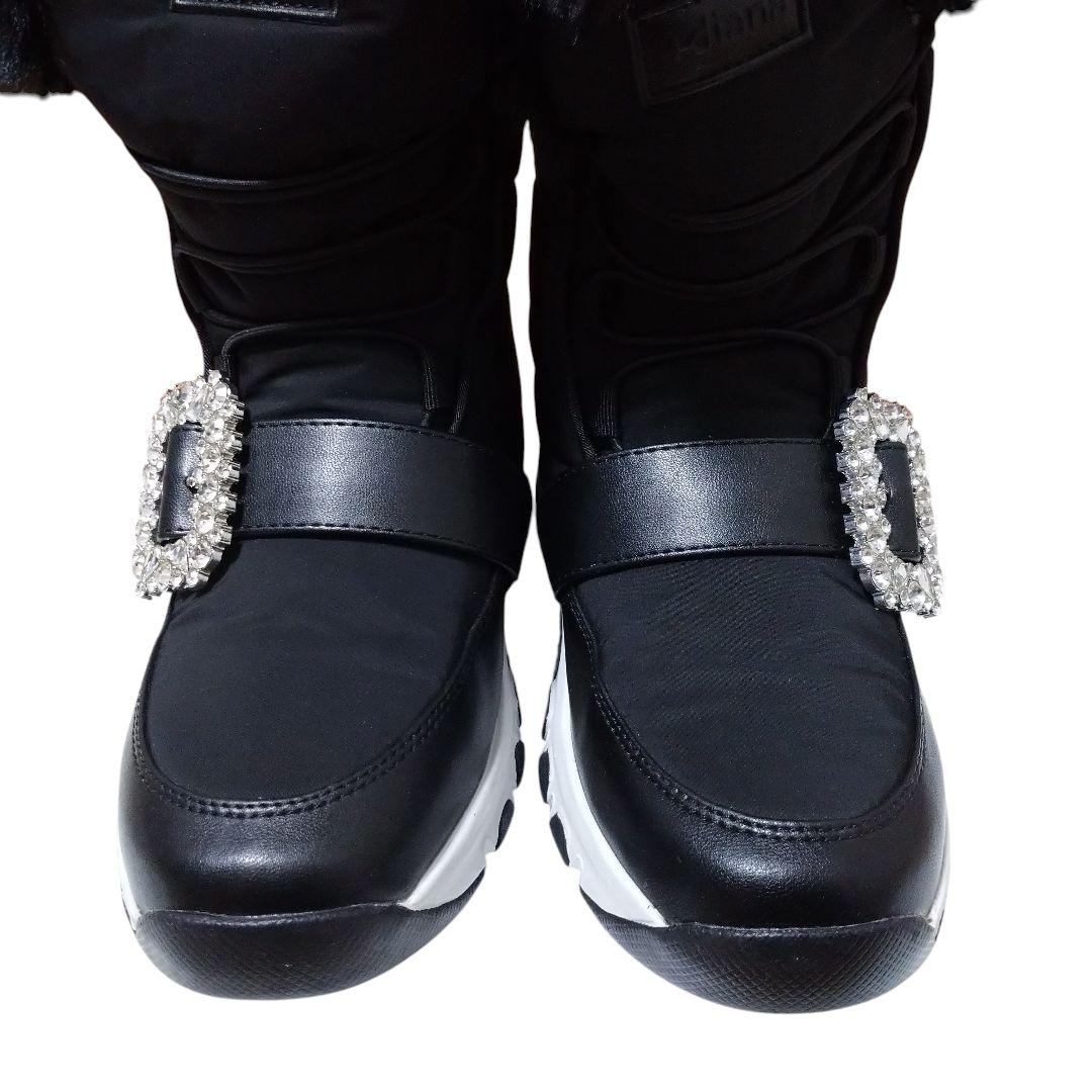 diana クリスタルバックル スノーブーツ 23.5サイズ(М) ブラック