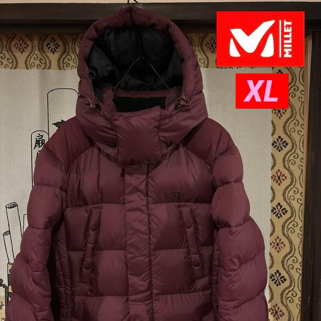 【美品】 MILLET ミレー ロングダウン レディースXL 赤ワイン系