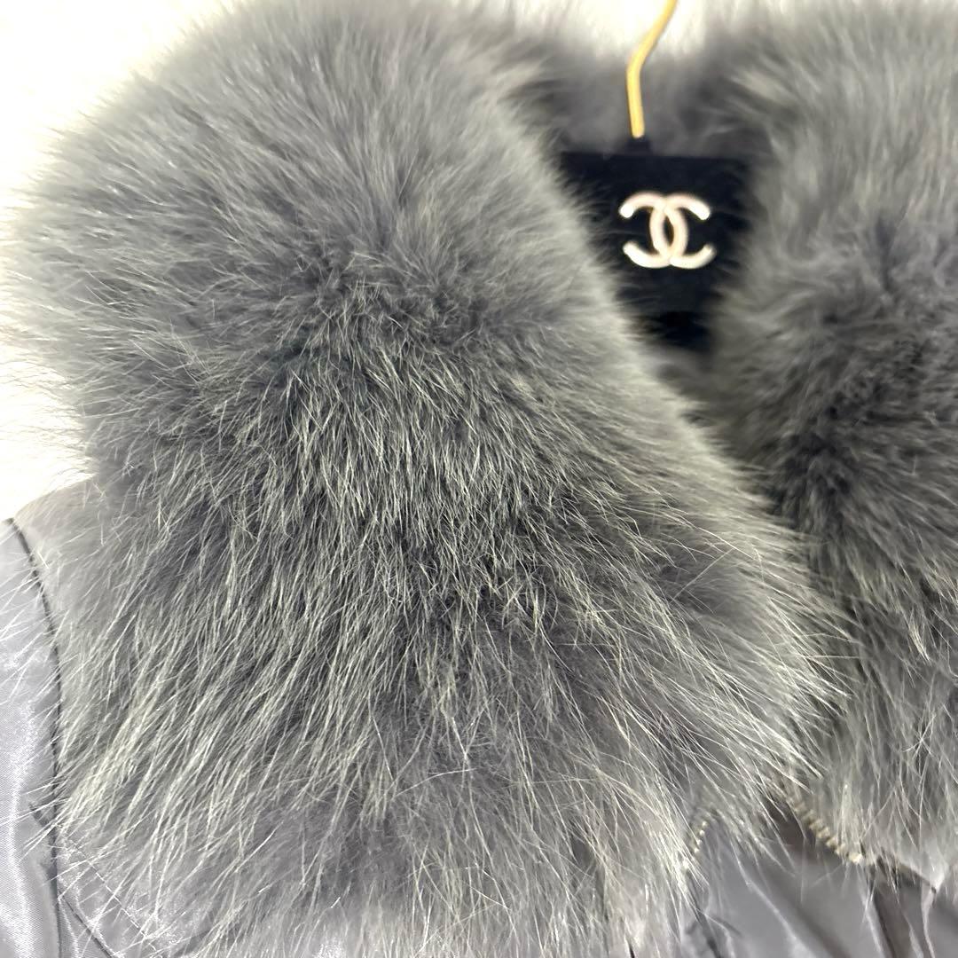 ダーマコレクション ダウンコート フォックスファー グレー ベルト付き