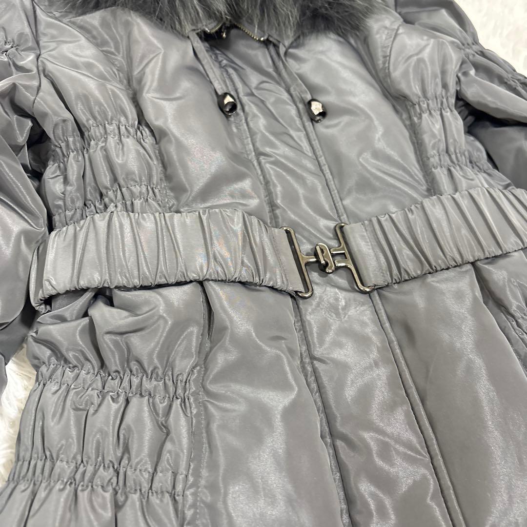 ダーマコレクション ダウンコート フォックスファー グレー ベルト付き