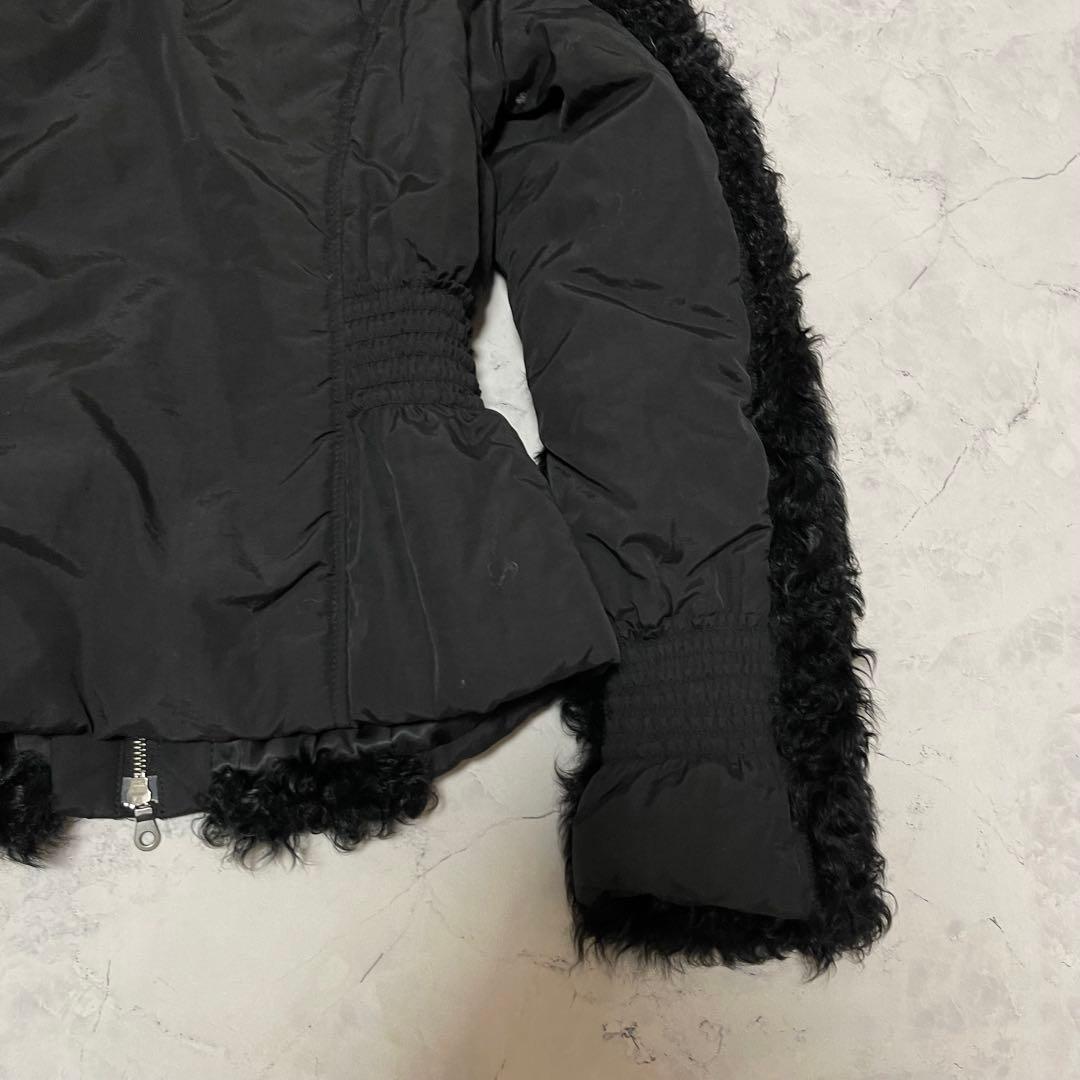 セール モスキーノ アウター 黒 ファー ジップ 異素材 高級感 トップス