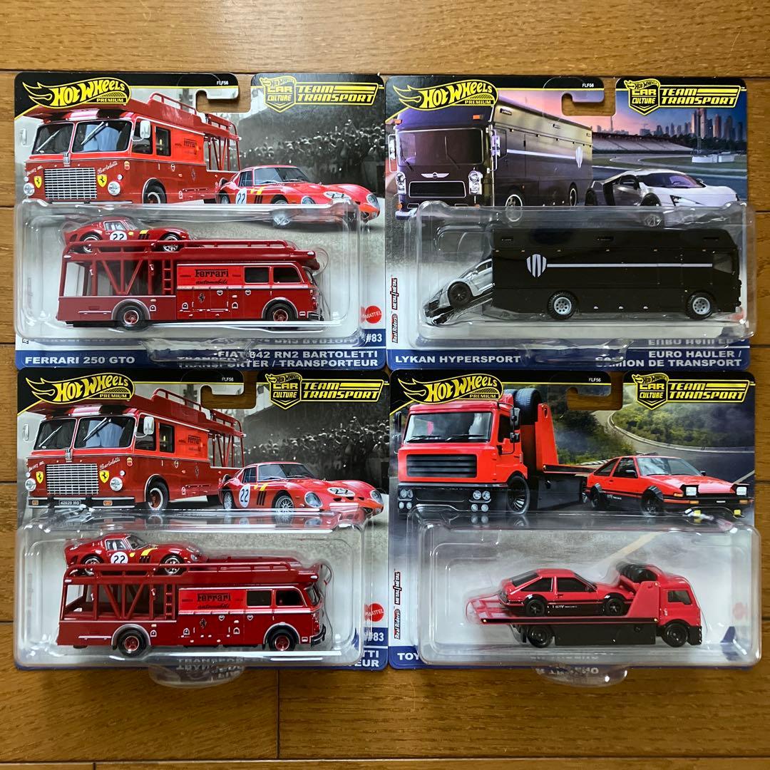 ホットウィール チームトランスポート フェラーリ AE86 ライカン 4個セット