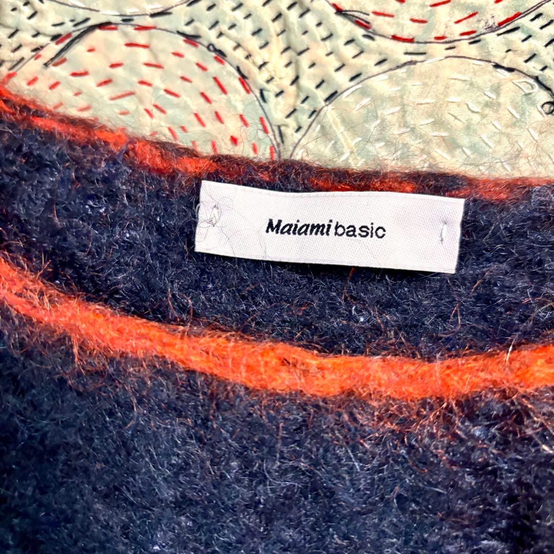 Maiami マイアミ】マルチボーダー モヘア ニット セーター 柄 青白