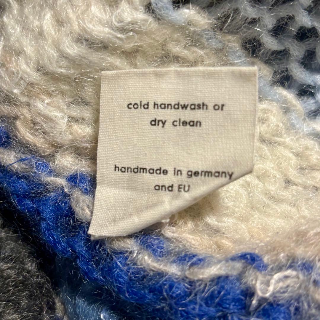 Maiami マイアミ】マルチボーダー モヘア ニット セーター 柄 青白