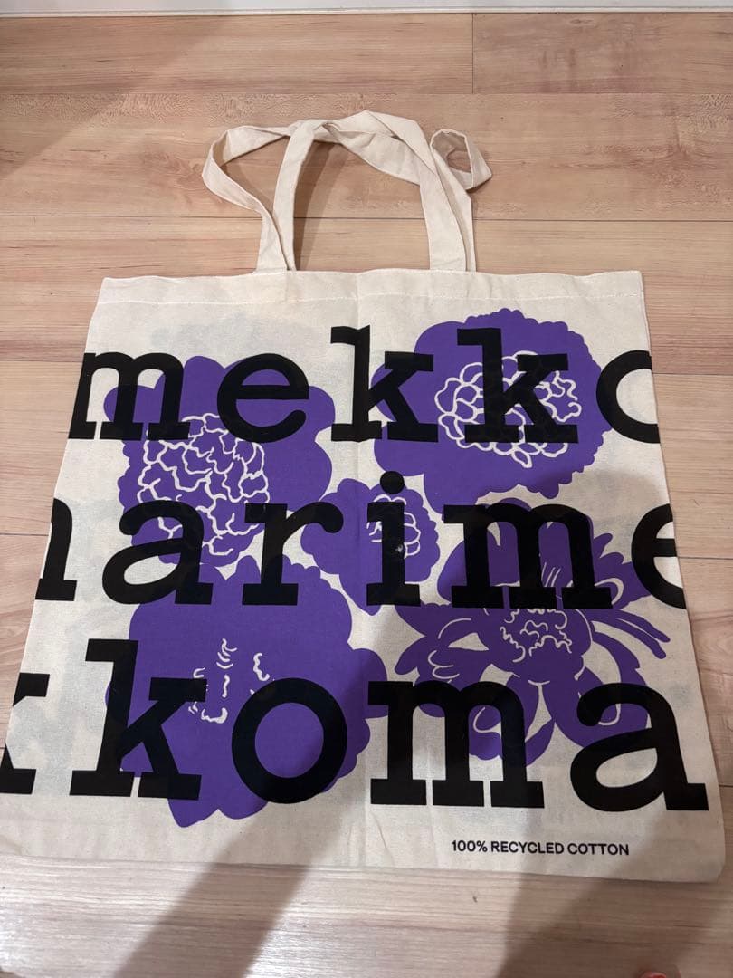 マリメッコ コットン トートバッグ 紫花柄