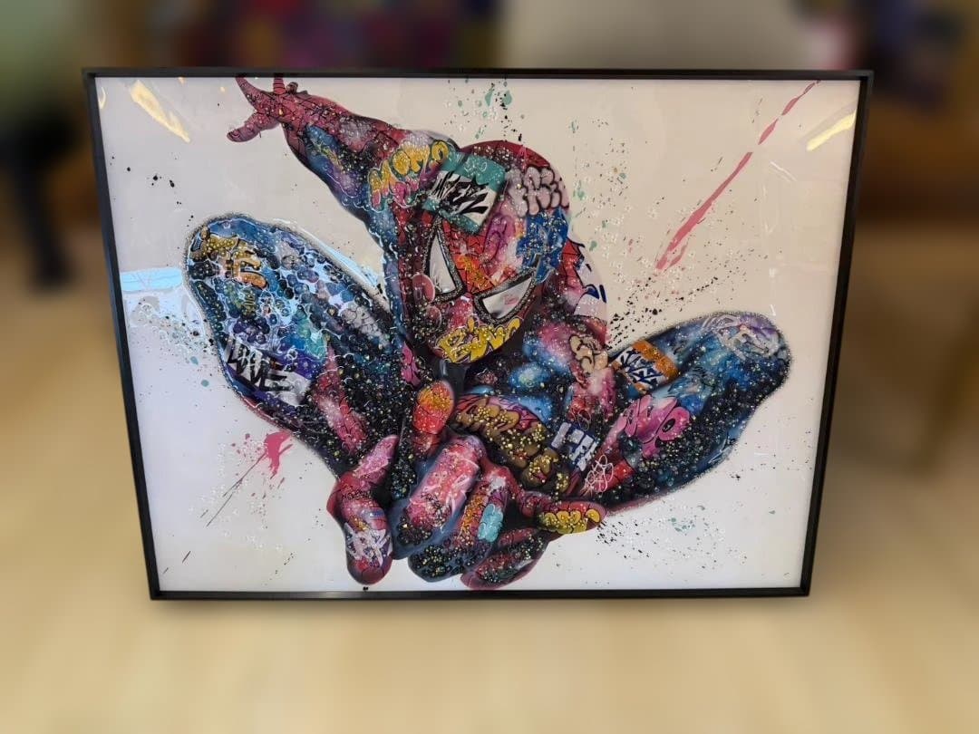水晶絵　スパイダーマン　MARVEL　マーベル　絵画　壁掛け　絵　アートパネル