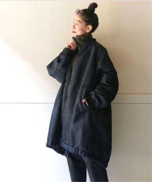 ジャーナルスタンダードラックス◆ナイロンナカワタミリタリーリブコート◆ネイビー
