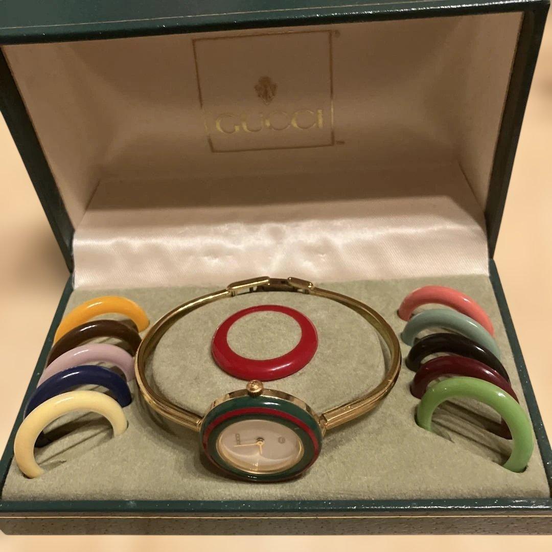 【稼働品】GUCCI チェンジベゼル12色　レディース腕時計ブレスレット型