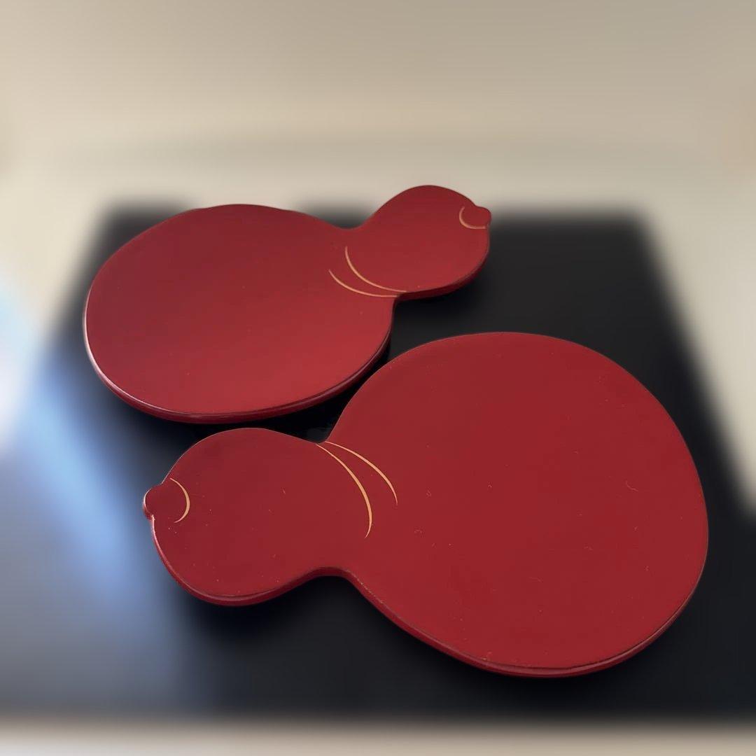 会津塗り 白木屋 ひょうたん型 銘々皿 2枚セット メール便送料無料】瓢箪(ひさご/ひょうたん)型 銘々皿 5枚セット/正午