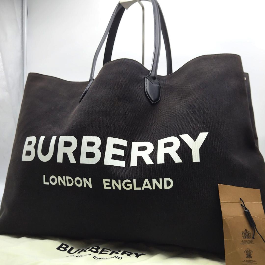 バーバリー トートバッグ キャンバス 大容量 ブラック 肩掛け A4収納