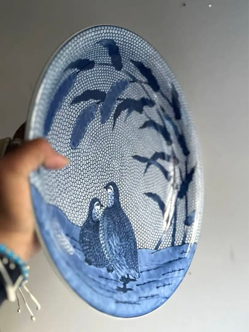 682 源右衛門窯 染付粟鶉図 大皿 絵皿 飾り皿 有田 代表作 - メルカリ