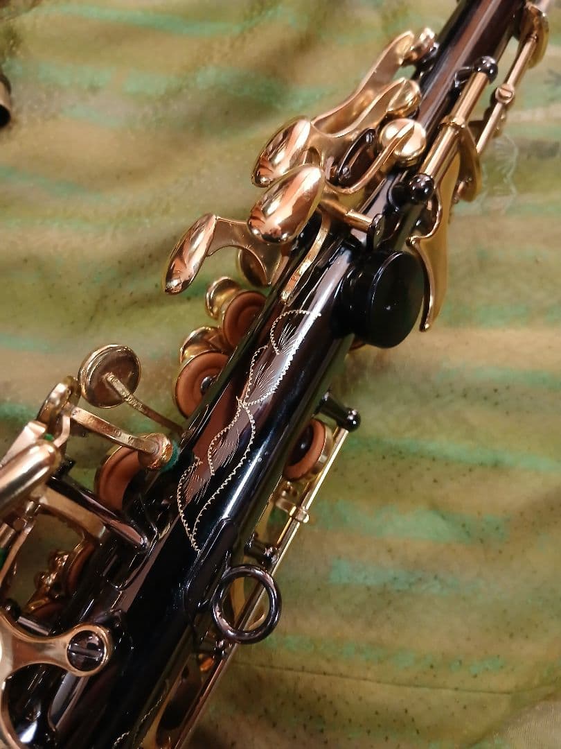 カーブド ソプラノサックス ノーブランド良品 ブラック スタンド付属