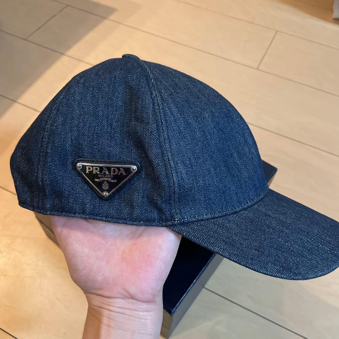 美品PRADA デニムキャップユニセックス　Lサイズ